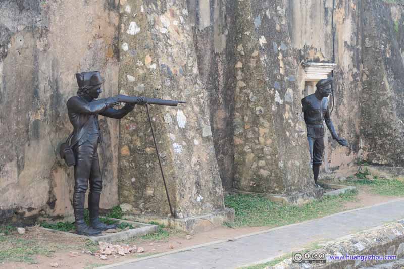 Statues of Soldiers underneath Galle Fort Clock Tower