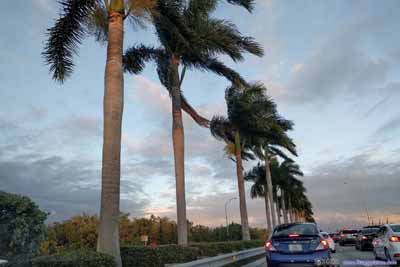 Traffic on Highway onto Miami Beach Island