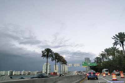 Traffic on Highway onto Miami Beach Island