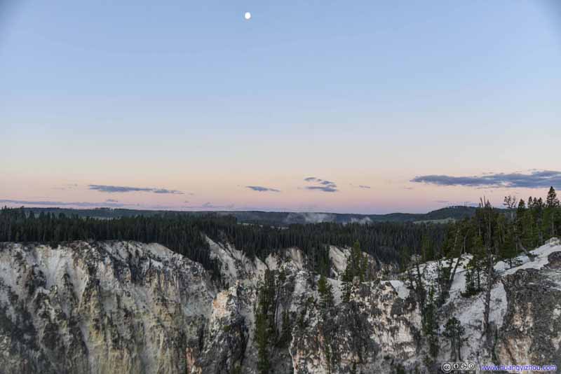 Moon over Yellowstone Canyon