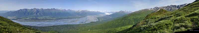 Overlooking Knik River and Mountains across