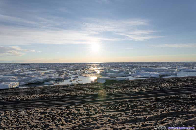 Midnight Sun over Arctic Sea Ice