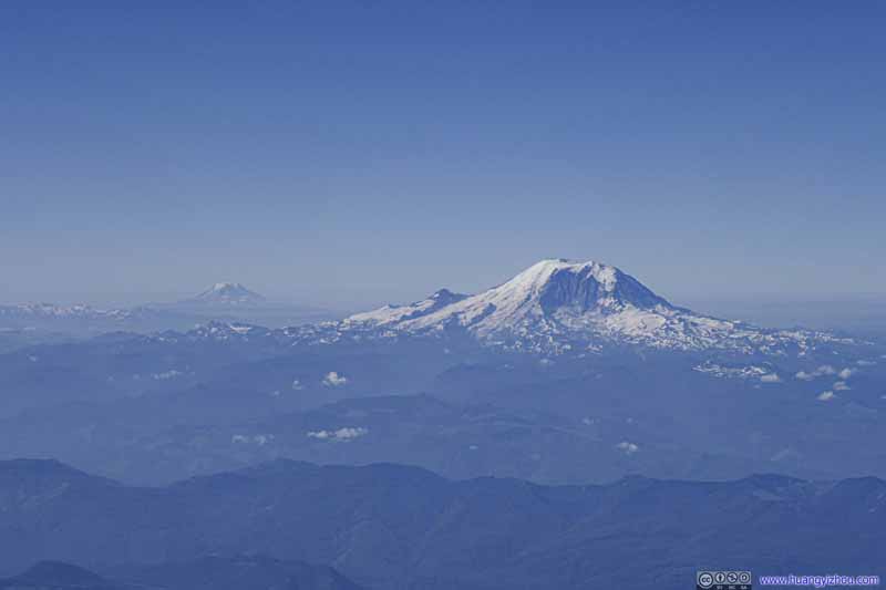 Mt Rainier and Distant Mt Hood