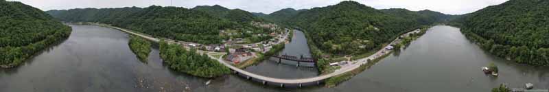 Overlooking Confluence of New River (right) and Gauley River (middle) into Kanawha River (left)