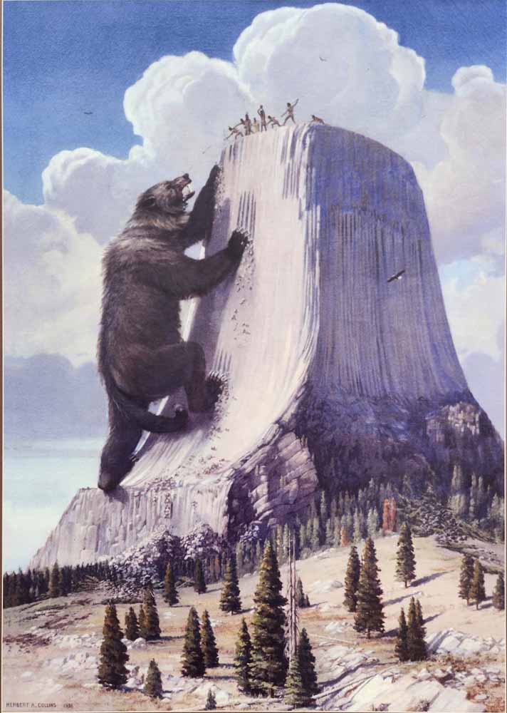 Native American Painting for Origin of Devils Tower’s Columns