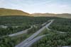 I93 Exit 33 against backdrop of Loon Mountain Ski Resort