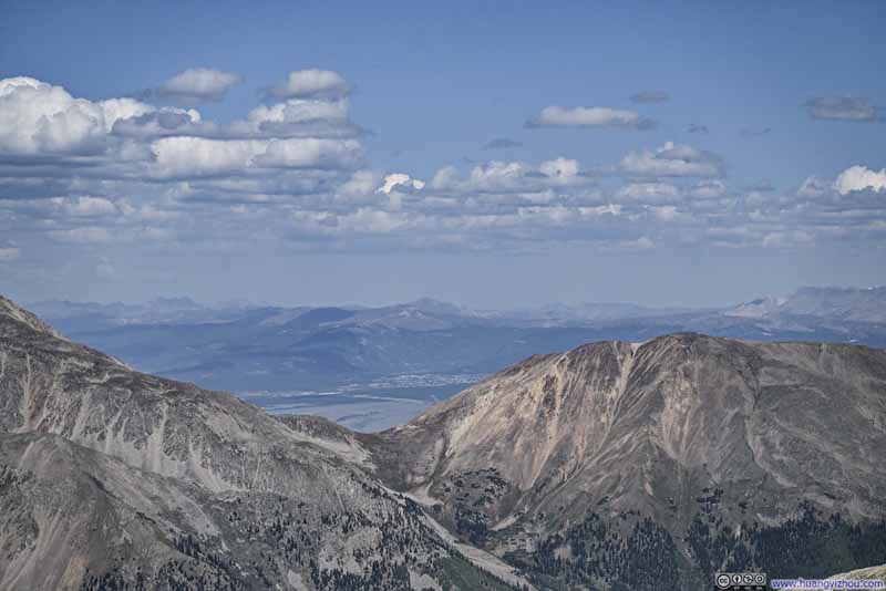 Distant Town of Leadville through Gap between Mountains