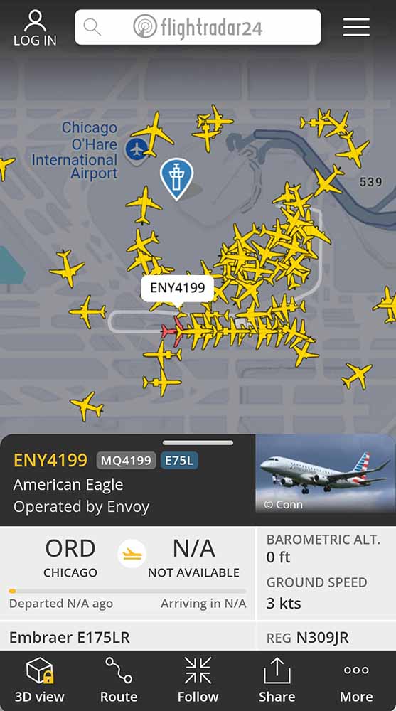 Inbound Aircraft at Chicago Airport