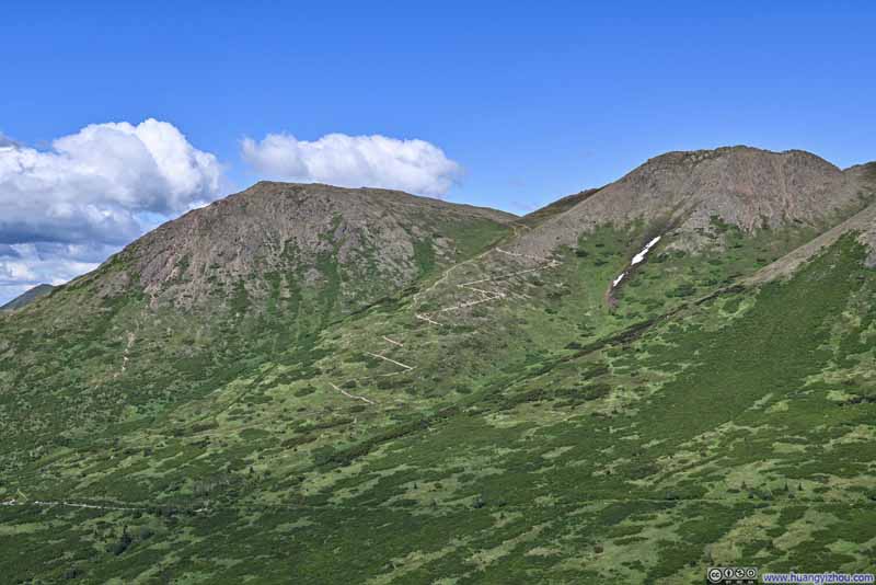 Switchbacks up Flattop Mountain