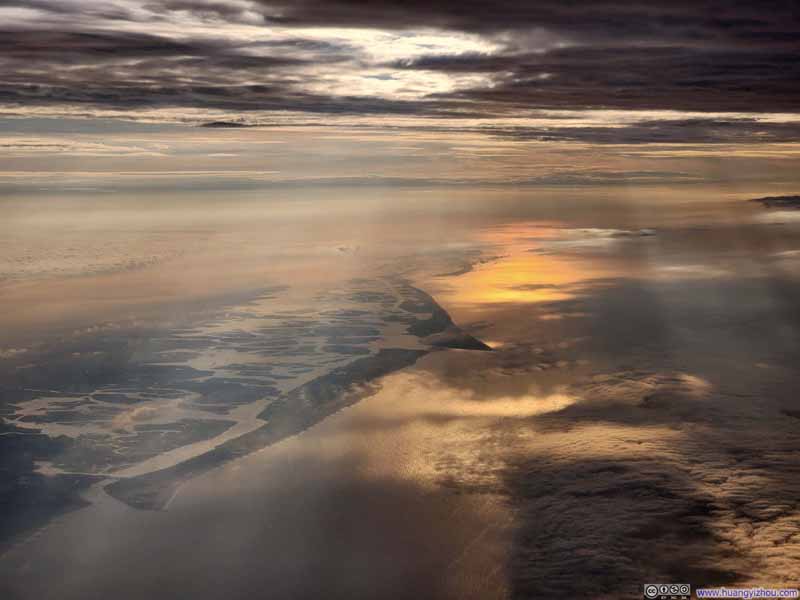 Sun Beam through Clouds over Long Beach