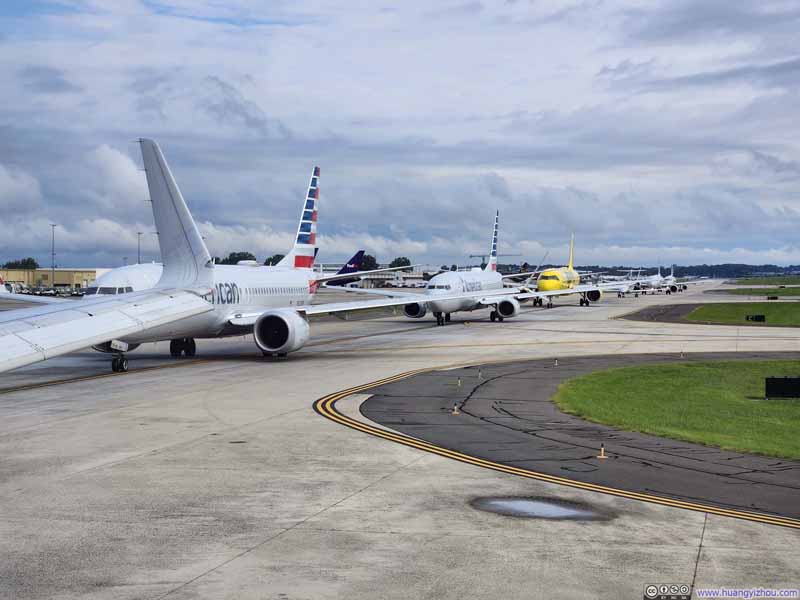 Planes in Line for Takeoff