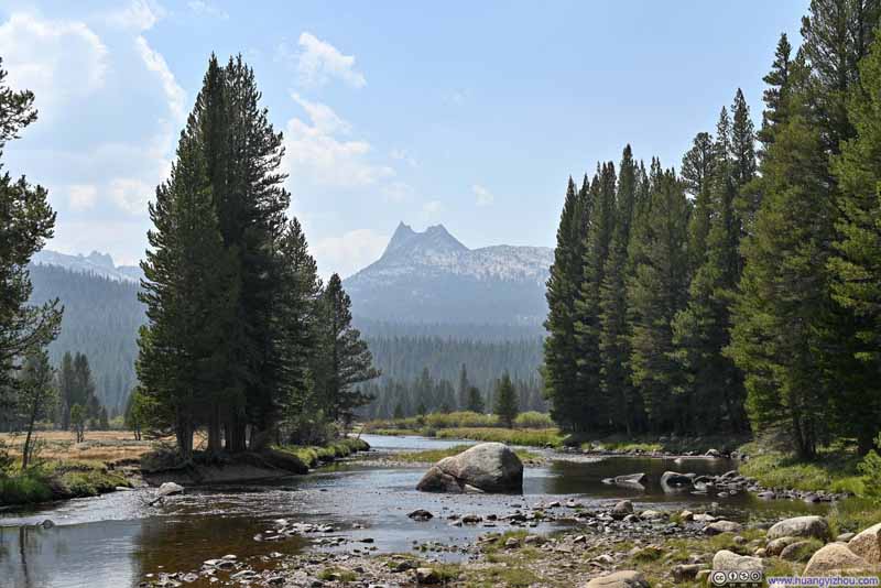 Cathedral Peak beyond Tuolumne River