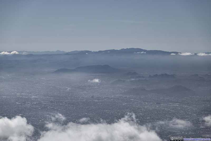 Downtown Tucson before Sierrita Mountains