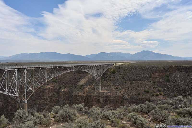Rio Grande Gorge Bridge before Sangre de Christo Mountains